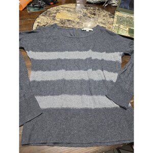 Loft Gray Striped Sweater Long Sleeve Women's Size Medium